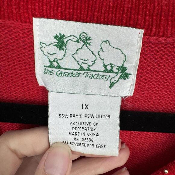Quacker Factory sweater womens 1x red sequin  usa 4th of july americana summer - Picture 5 of 6